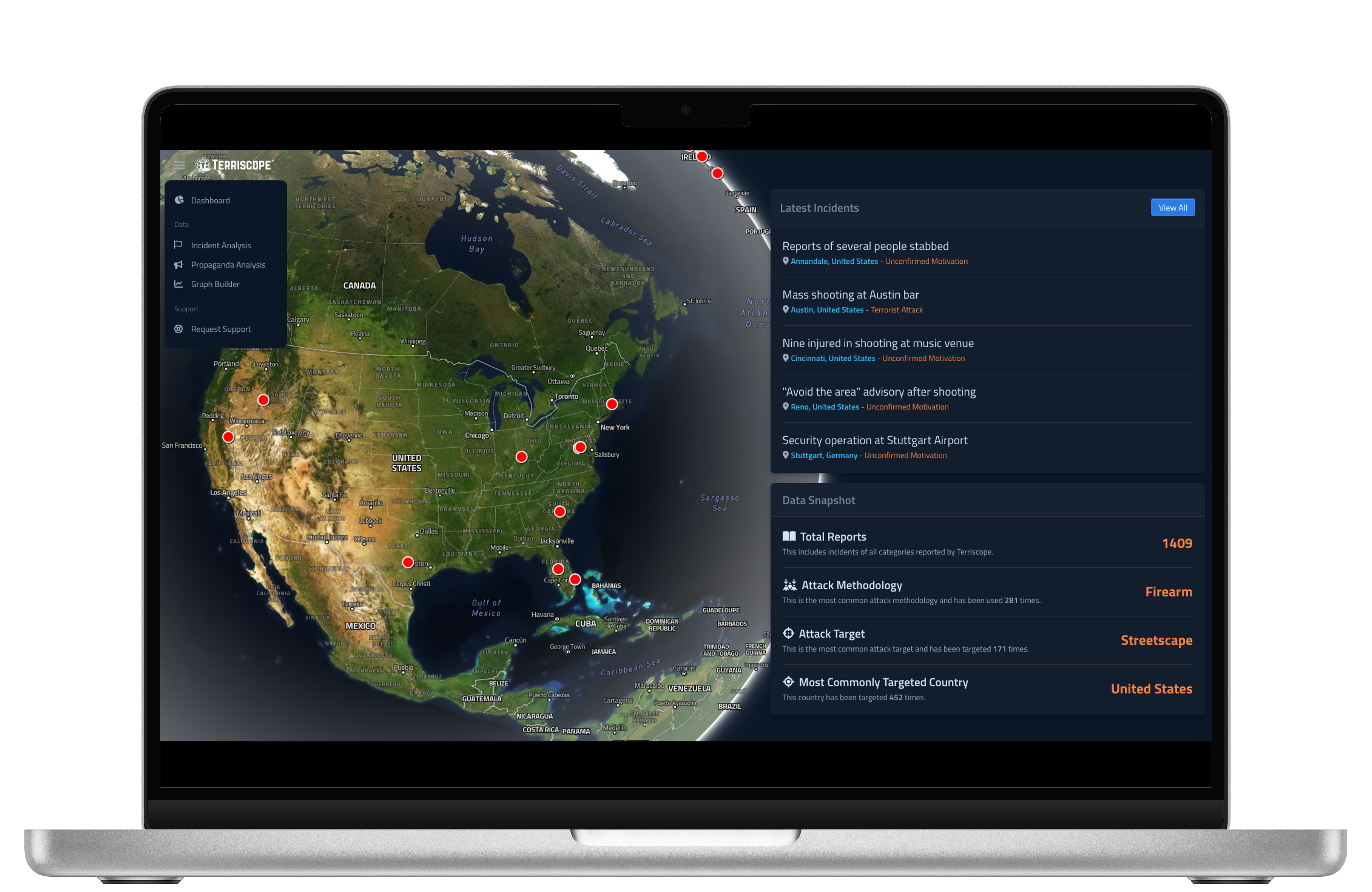 Terriscope dashboard on laptop